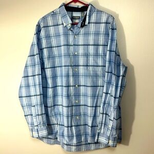 💚10 Van Heusen Blue plaid,button-down, collared shirt, classic fit size XL